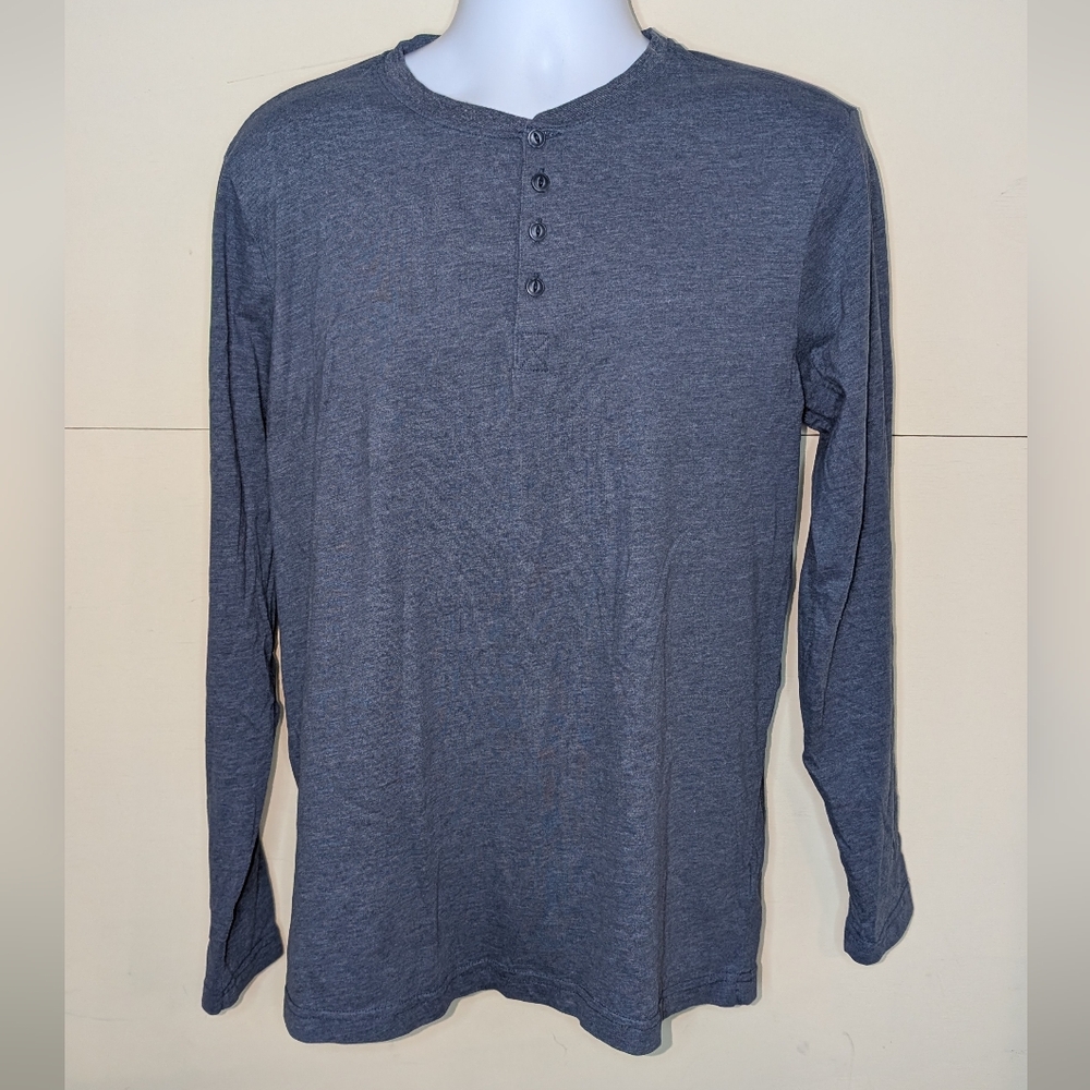 Weatherproof Henley Long Sleeve Tee in Blue